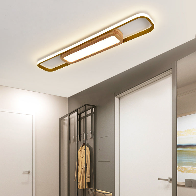 Luminaires de plafond affleurants modernes, plafonnier en bois pour salon