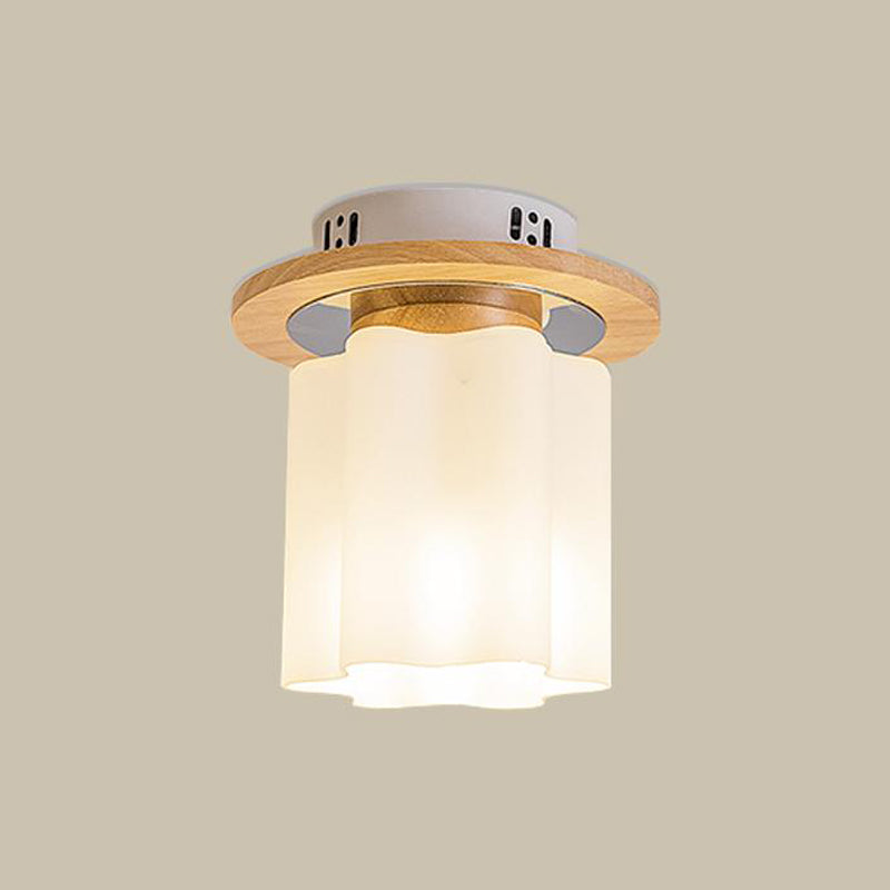Wooden Ceiling Light Fixture Nordic Style Close to Ceiling Lighting in Beige