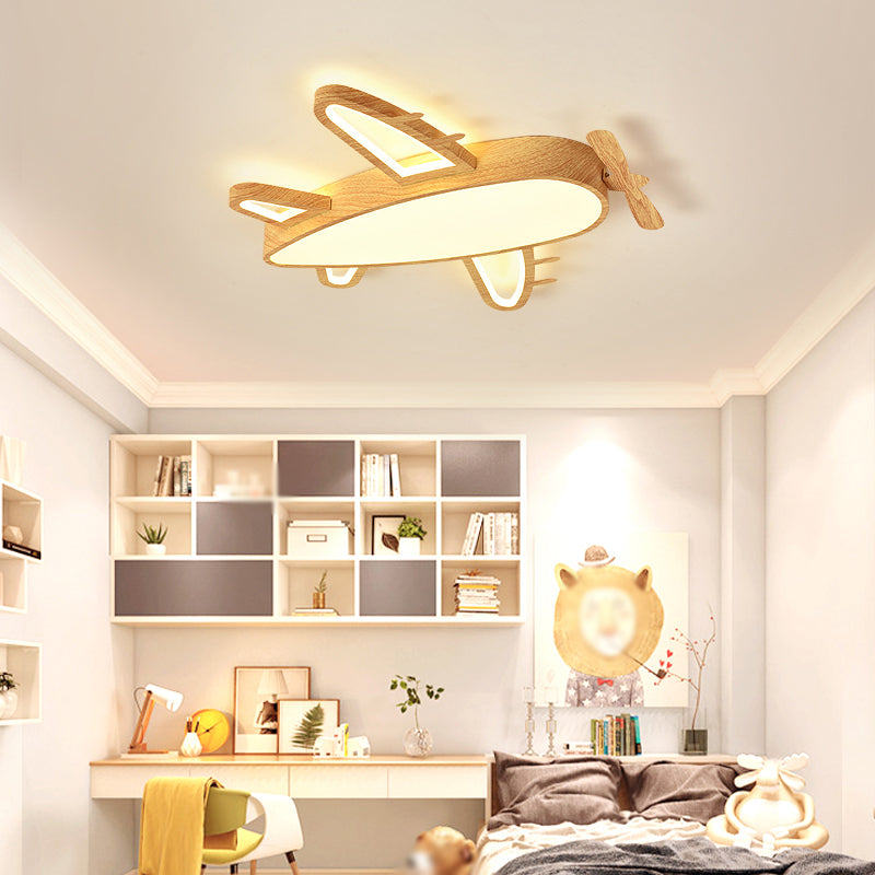 Appareils d'éclairage contemporains de plafond affleurants légers montés au plafond en bois de forme d'avion