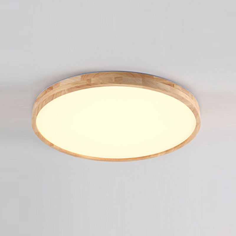 Luminaires de plafond affleurants contemporains en bois ronds montés au plafond