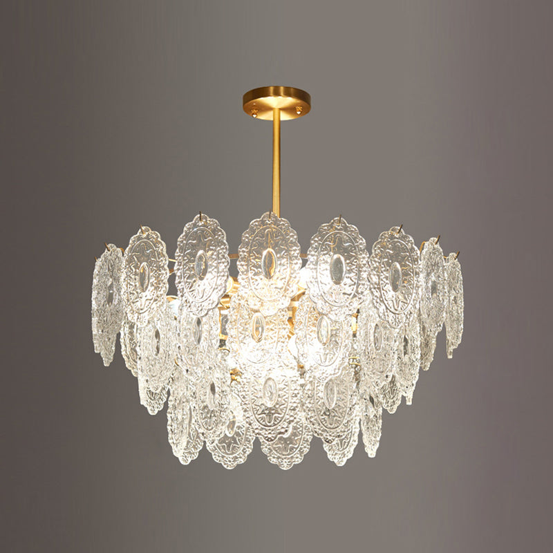 American Style Hanging Chandelier Metal Glass Chandelier in Gold for Hotel Restaurant