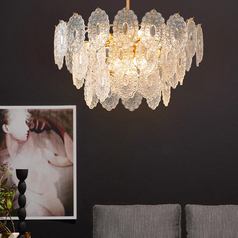 American Style Hanging Chandelier Metal Glass Chandelier in Gold for Hotel Restaurant