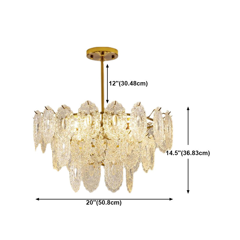 American Style Hanging Chandelier Metal Glass Chandelier in Gold for Hotel Restaurant