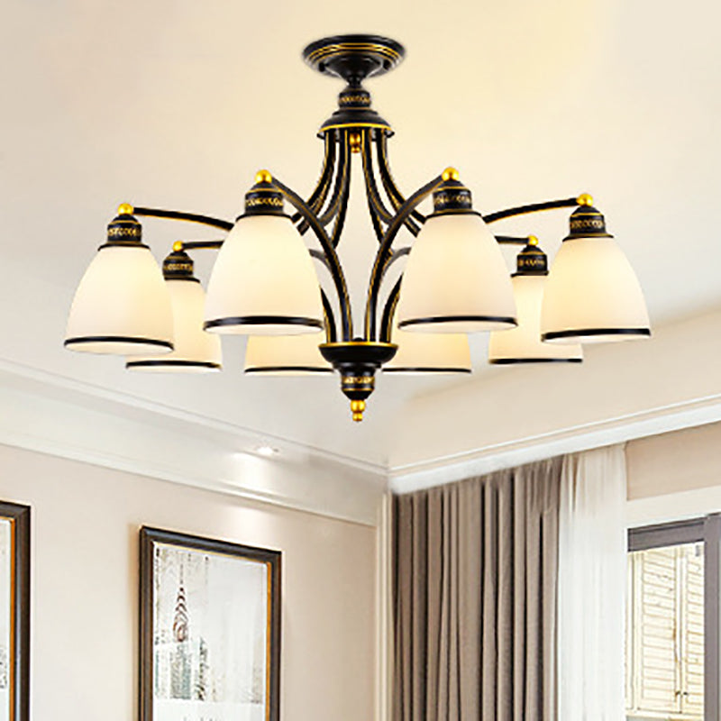 American Style suspendu lustre en verre blanc Shade Livale de lustre en noir