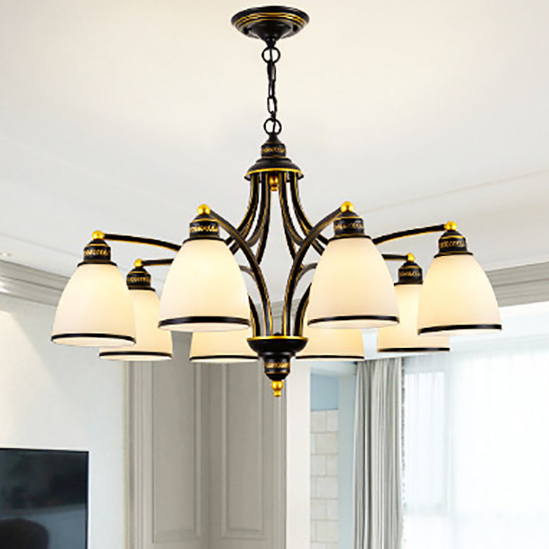 American Style suspendu lustre en verre blanc Shade Livale de lustre en noir