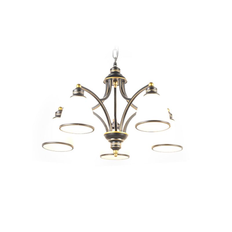 American Style suspendu lustre en verre blanc Shade Livale de lustre en noir