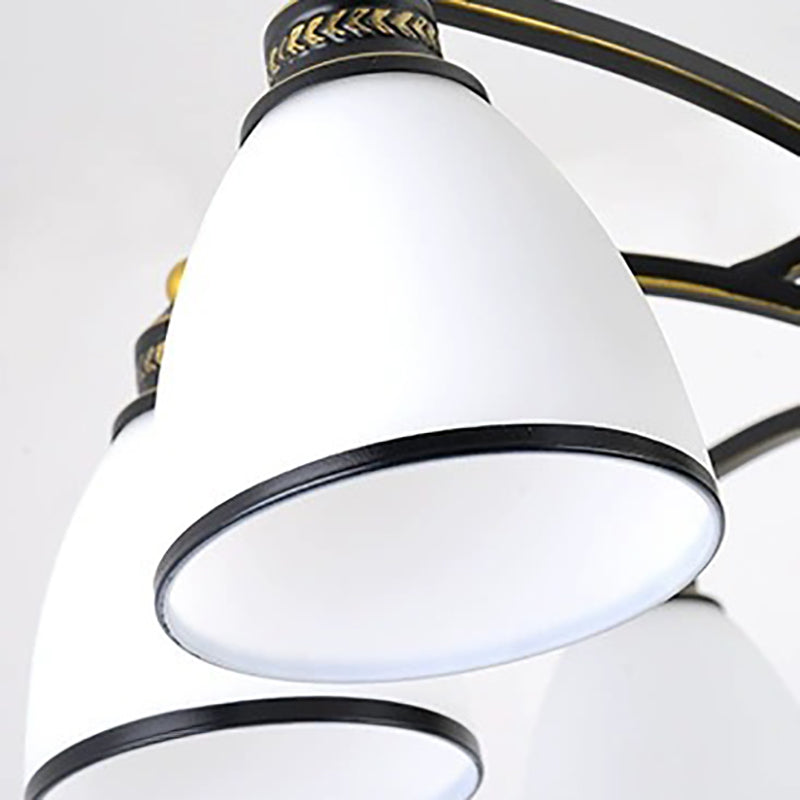 American Style suspendu lustre en verre blanc Shade Livale de lustre en noir