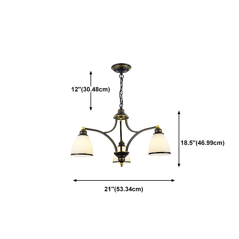 American Style suspendu lustre en verre blanc Shade Livale de lustre en noir