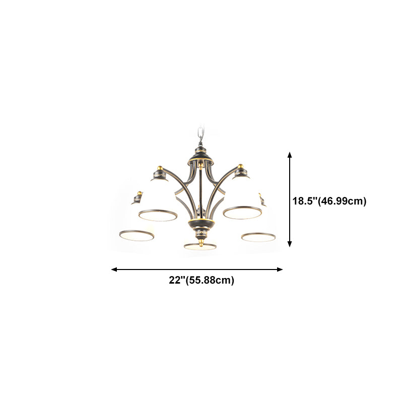 American Style suspendu lustre en verre blanc Shade Livale de lustre en noir