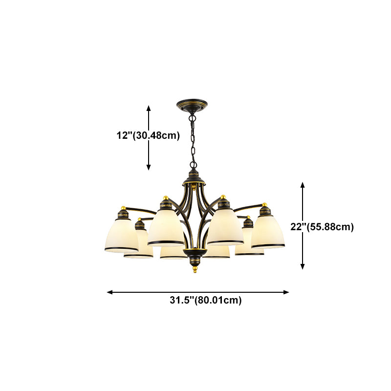 American Style suspendu lustre en verre blanc Shade Livale de lustre en noir