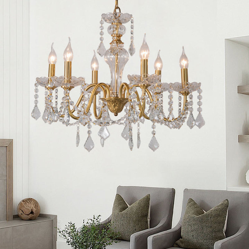 Candelabra Crystal Chandelier Lighting Fixture Rustic Style Living Room Hanging Chandelier