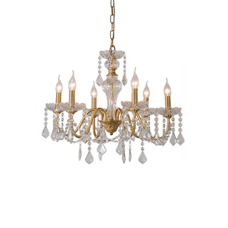 Candelabra Crystal Chandelier Lighting Fixture Rustic Style Living Room Hanging Chandelier