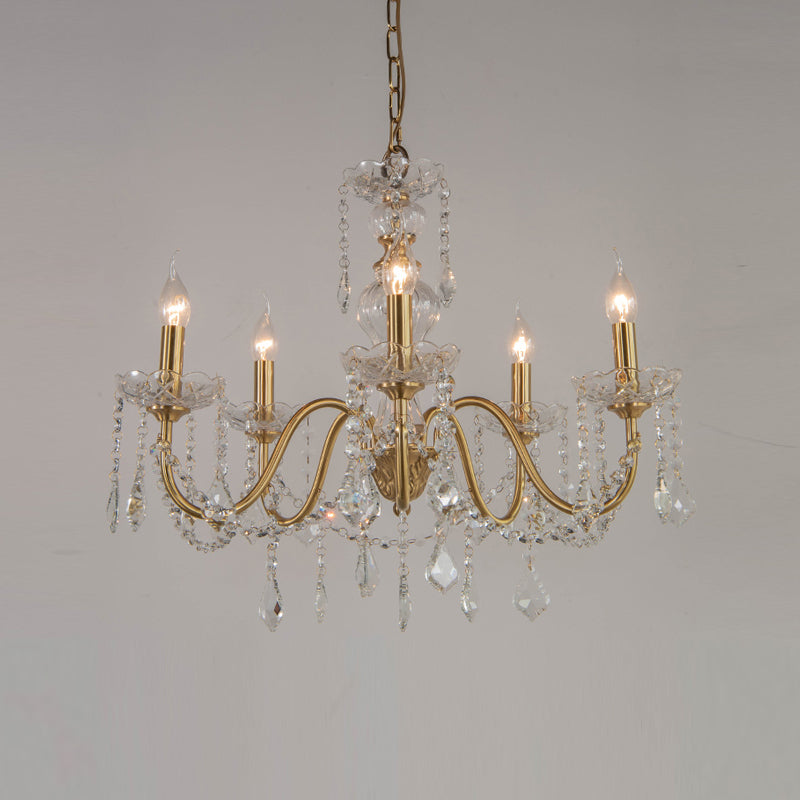 Candelabra Crystal Chandelier Lighting Fixture Rustic Style Living Room Hanging Chandelier
