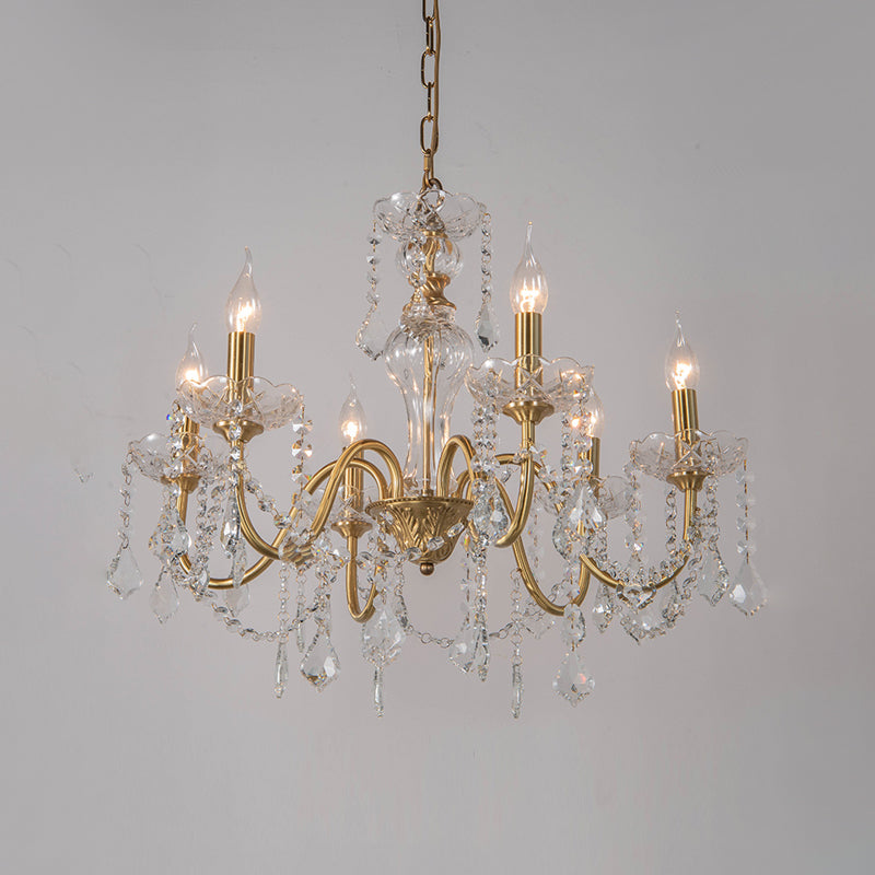 Candelabra Crystal Chandelier Lighting Fixture Rustic Style Living Room Hanging Chandelier