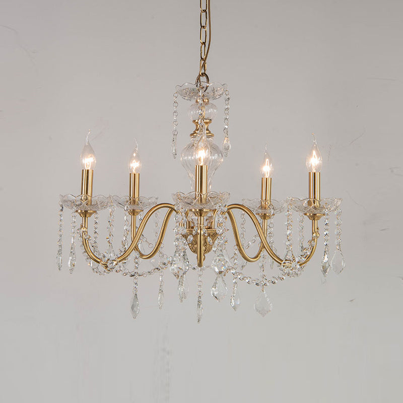 Candelabra Crystal Chandelier Lighting Fixture Rustic Style Living Room Hanging Chandelier