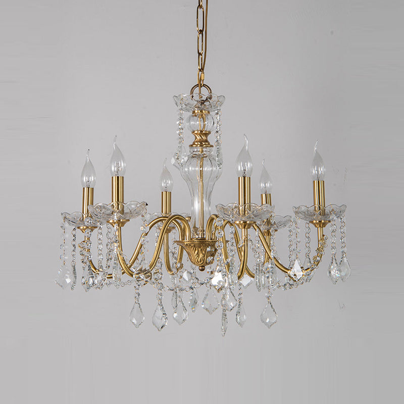 Candelabra Crystal Chandelier Lighting Fixture Rustic Style Living Room Hanging Chandelier