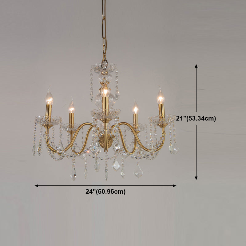 Candelabra Crystal Chandelier Lighting Fixture Rustic Style Living Room Hanging Chandelier