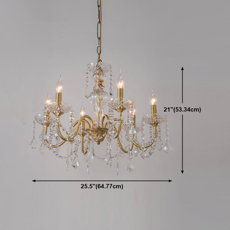 Candelabra Crystal Chandelier Lighting Fixture Rustic Style Living Room Hanging Chandelier