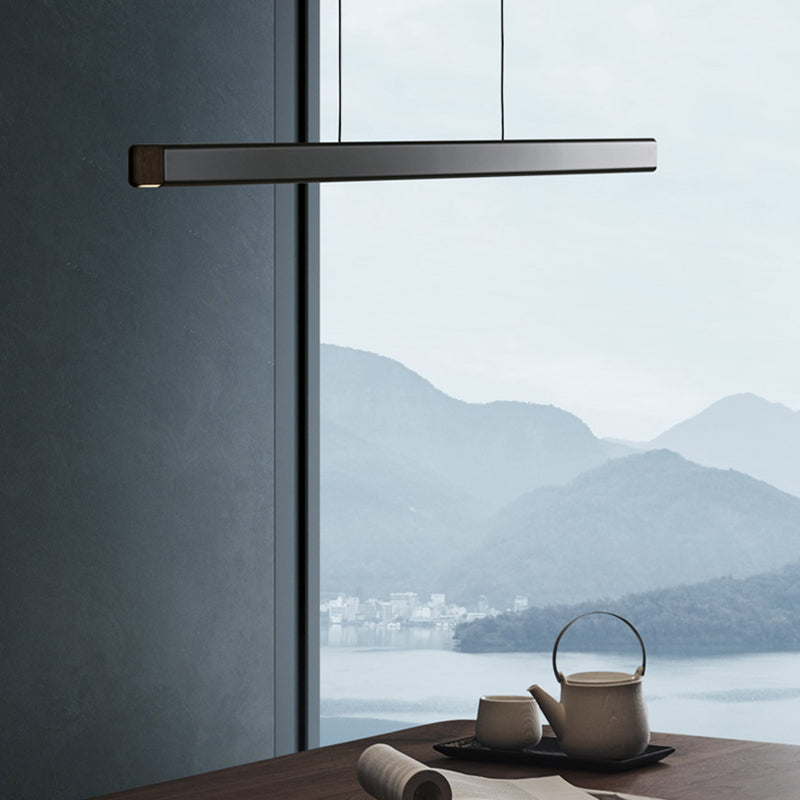 Modern Rectangle Island Lamps 1-Head Restaurant Pendant Light Fixtures with Acrylic Shade