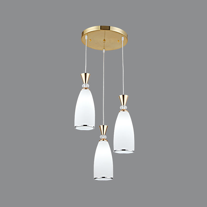 Salle à manger suspendue pendante de style moderne avec une teinte en verre blanc