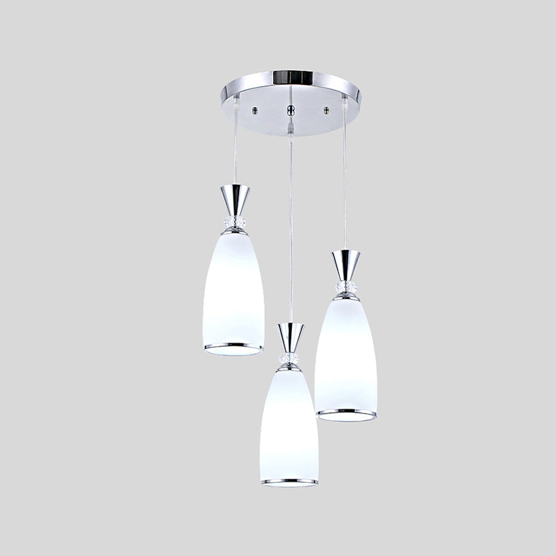 Salle à manger suspendue pendante de style moderne avec une teinte en verre blanc