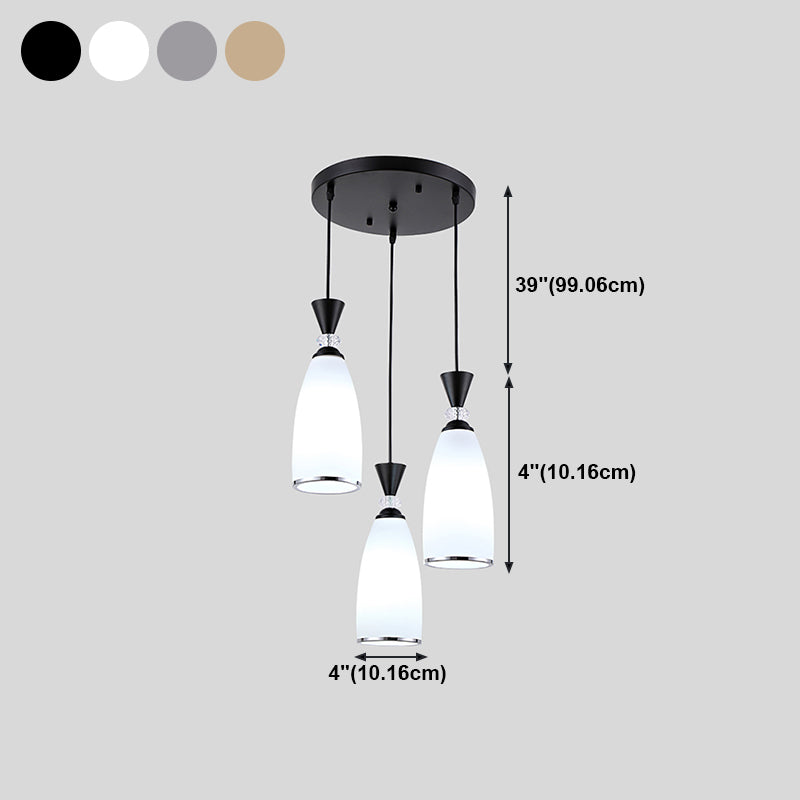 Salle à manger suspendue pendante de style moderne avec une teinte en verre blanc