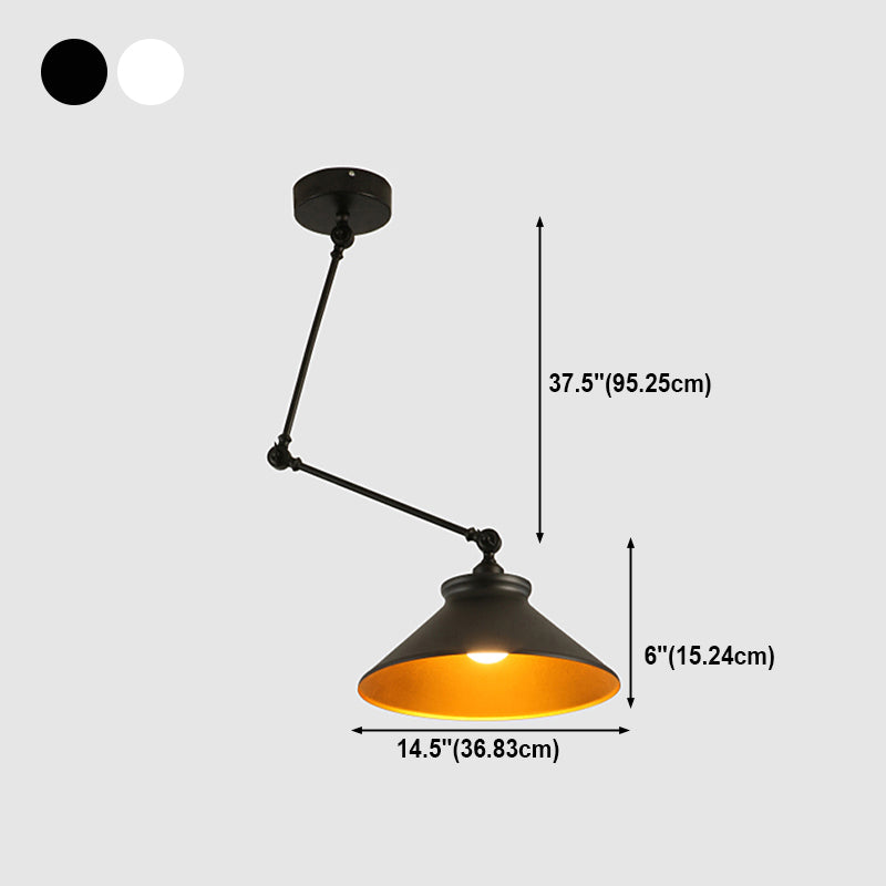 Stile industriale Lampada a sospensione in metallo pieghevole a 1 luce con ombra geometrica