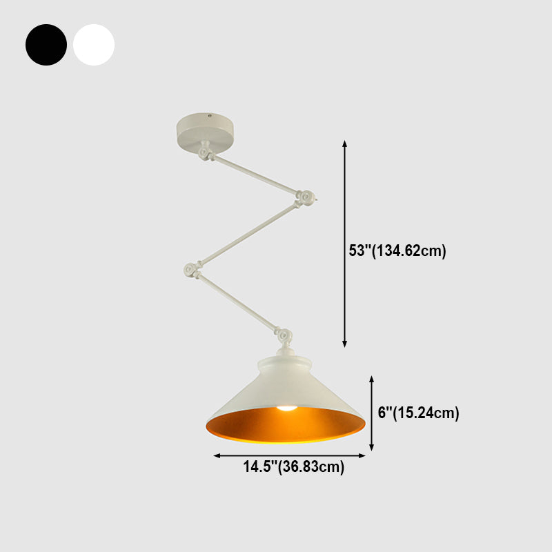 Stile industriale Lampada a sospensione in metallo pieghevole a 1 luce con ombra geometrica
