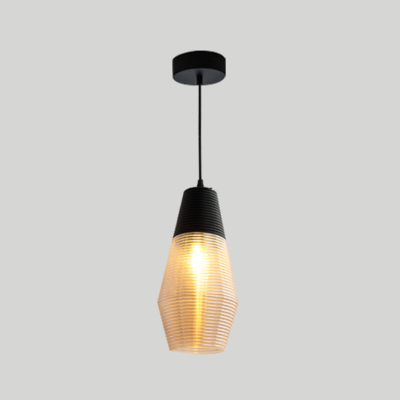 Apparecchio di illuminazione a sospensione geometrica retrò 1 lampadina in vetro ambra sospeso per sala da pranzo