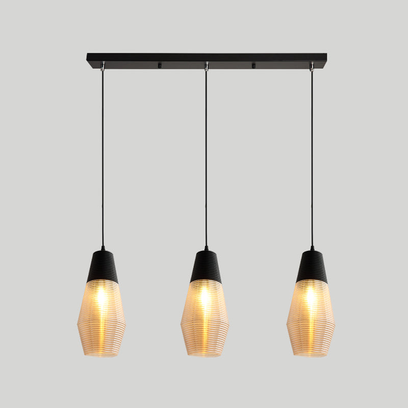 Apparecchio di illuminazione a sospensione geometrica retrò 1 lampadina in vetro ambra sospeso per sala da pranzo