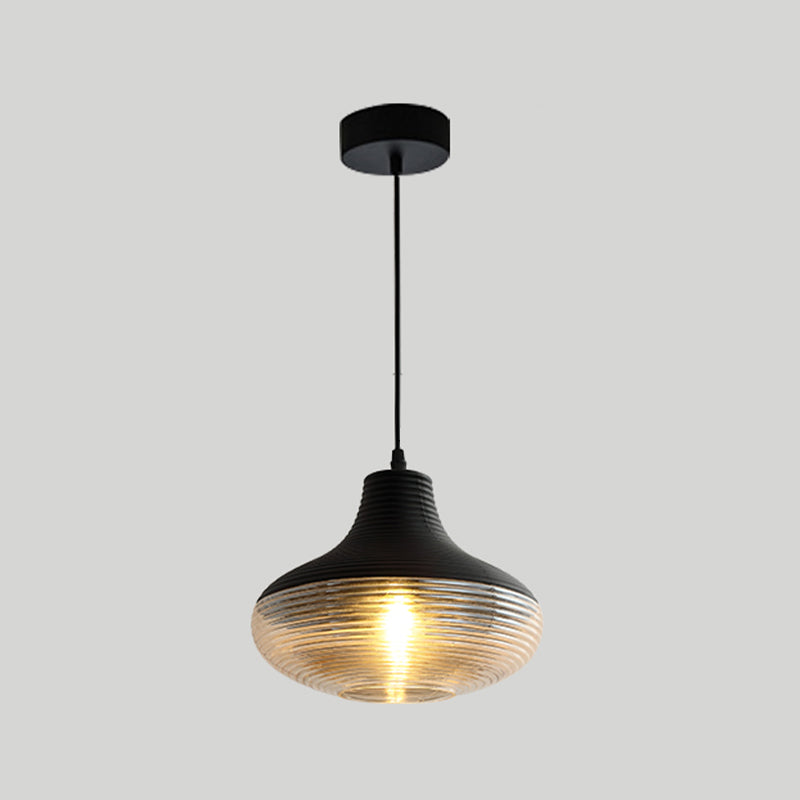 Apparecchio di illuminazione a sospensione geometrica retrò 1 lampadina in vetro ambra sospeso per sala da pranzo