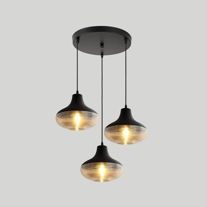 Apparecchio di illuminazione a sospensione geometrica retrò 1 lampadina in vetro ambra sospeso per sala da pranzo