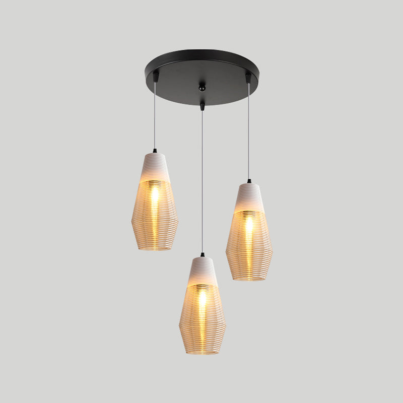 Apparecchio di illuminazione a sospensione geometrica retrò 1 lampadina in vetro ambra sospeso per sala da pranzo