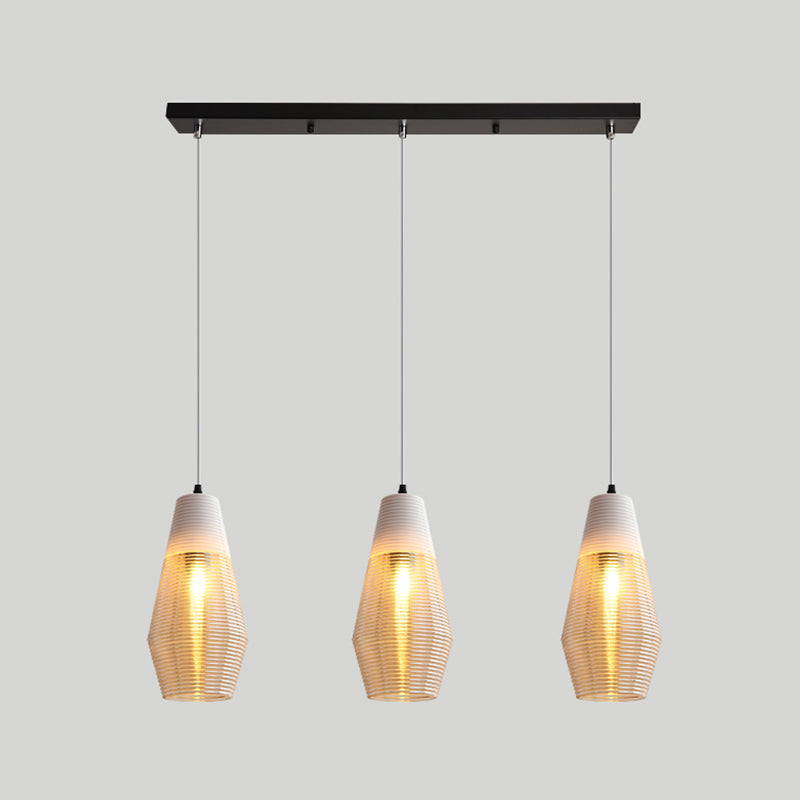 Apparecchio di illuminazione a sospensione geometrica retrò 1 lampadina in vetro ambra sospeso per sala da pranzo