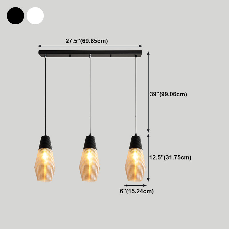 Apparecchio di illuminazione a sospensione geometrica retrò 1 lampadina in vetro ambra sospeso per sala da pranzo