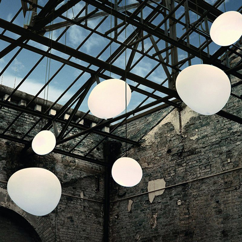 Nordique pavé pavé en verre blanc lampe à la suspension de la salle à manger 1