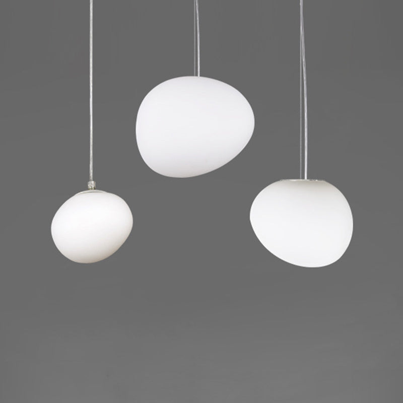 Nordique pavé pavé en verre blanc lampe à la suspension de la salle à manger 1