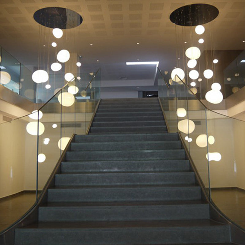 Nordique pavé pavé en verre blanc lampe à la suspension de la salle à manger 1