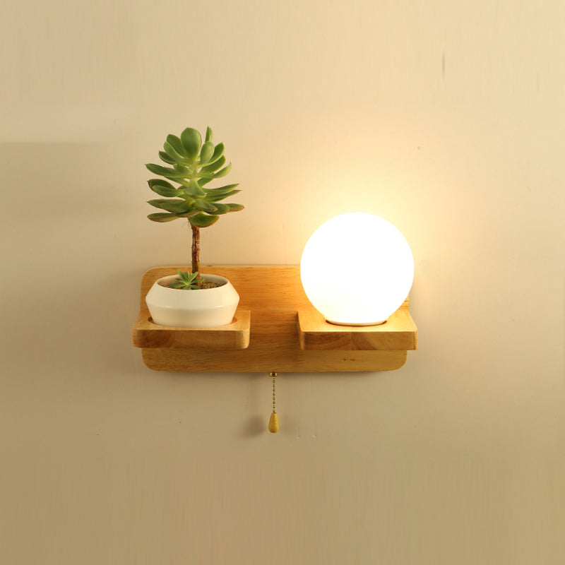 Nordische Wandmontage Lampe moderne Holzwandleuchten für Wohnzimmer (ohne Pflanzen)