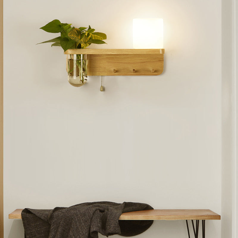 Nordische Wandmontage Lampe moderne Holzwandleuchten für Wohnzimmer (ohne Pflanzen)