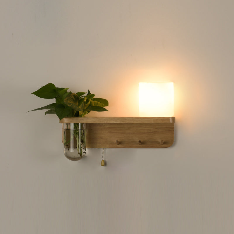 Nordische Wandmontage Lampe moderne Holzwandleuchten für Wohnzimmer (ohne Pflanzen)