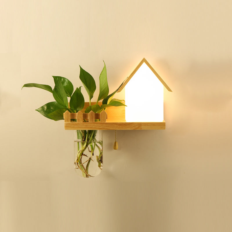 Nordische Wandmontage Lampe moderne Holzwandleuchten für Wohnzimmer (ohne Pflanzen)