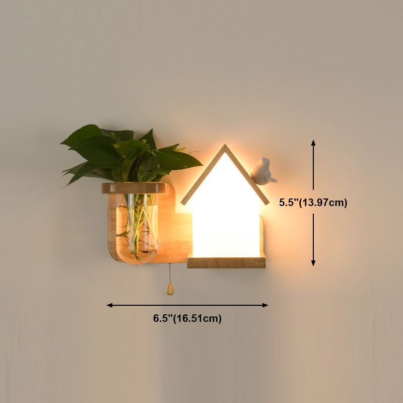 Nordische Wandmontage Lampe moderne Holzwandleuchten für Wohnzimmer (ohne Pflanzen)