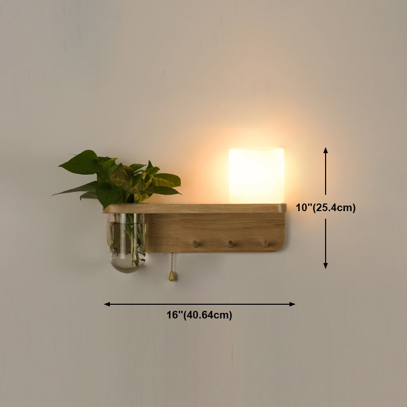 Nordische Wandmontage Lampe moderne Holzwandleuchten für Wohnzimmer (ohne Pflanzen)