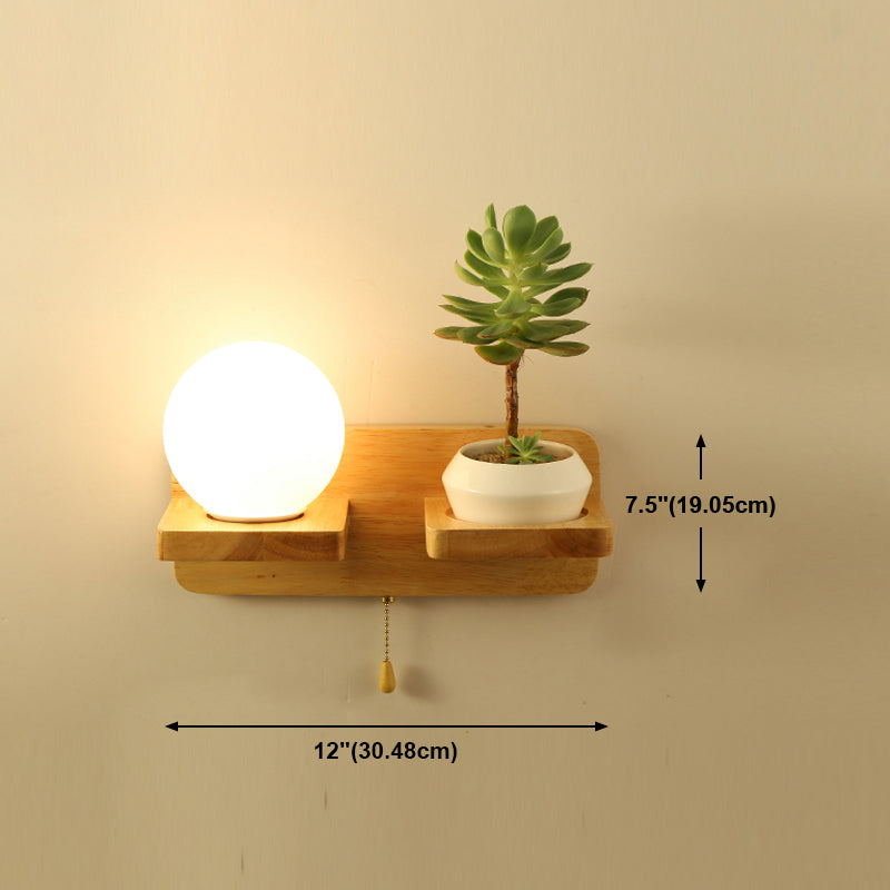 Nordische Wandmontage Lampe moderne Holzwandleuchten für Wohnzimmer (ohne Pflanzen)