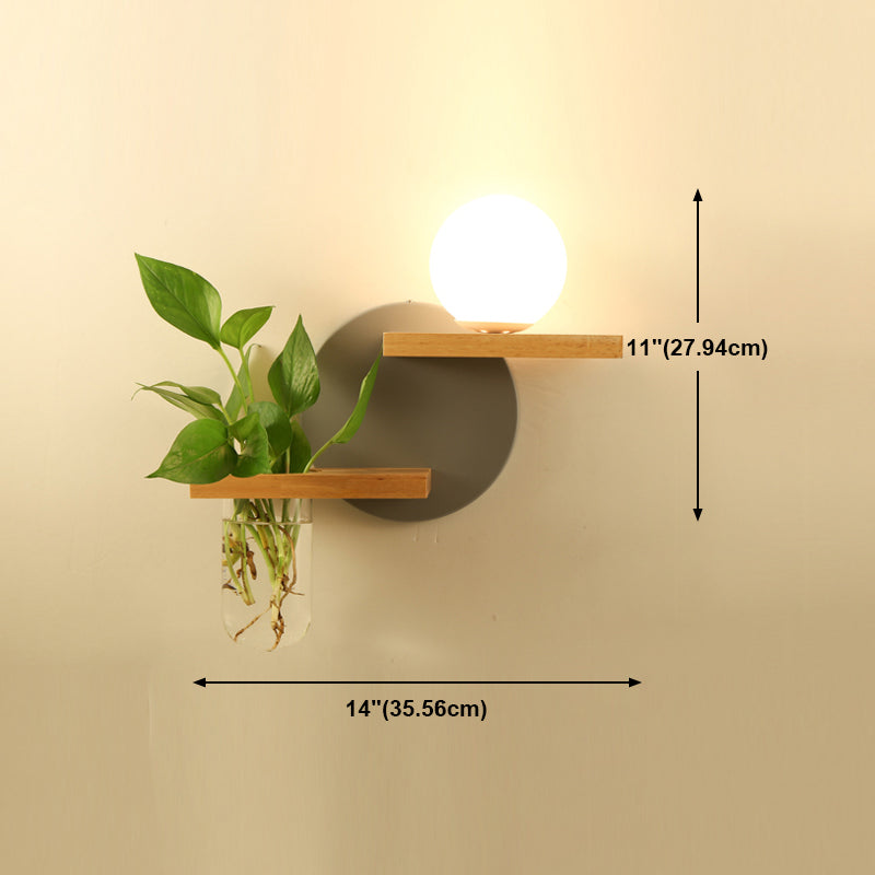 Nordische Wandmontage Lampe moderne Holzwandleuchten für Wohnzimmer (ohne Pflanzen)