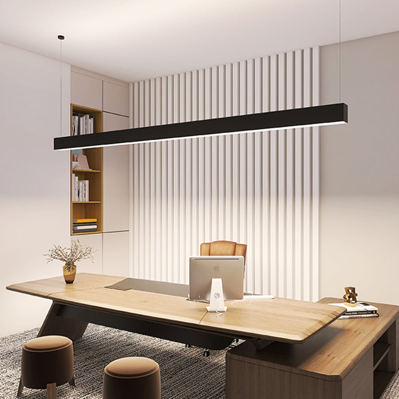 Black Aluminium Island Leuchte einfache Stil 1-Licht Rechteck Büro LED Hanging Lampe