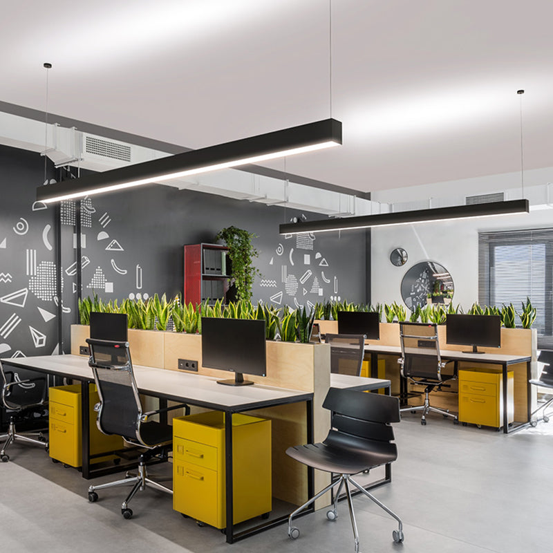 Black Aluminium Island Leuchte einfache Stil 1-Licht Rechteck Büro LED Hanging Lampe