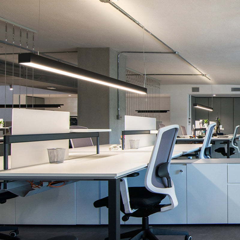 Black Aluminium Island Leuchte einfache Stil 1-Licht Rechteck Büro LED Hanging Lampe