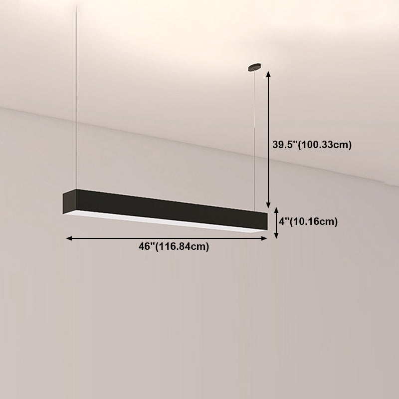 Black Aluminium Island Leuchte einfache Stil 1-Licht Rechteck Büro LED Hanging Lampe